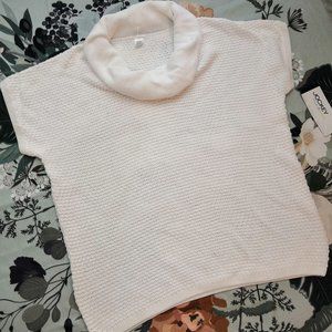 Jockey Knit Short Sleeve Sweater Blouse Cowl Neck Cream White 3XL